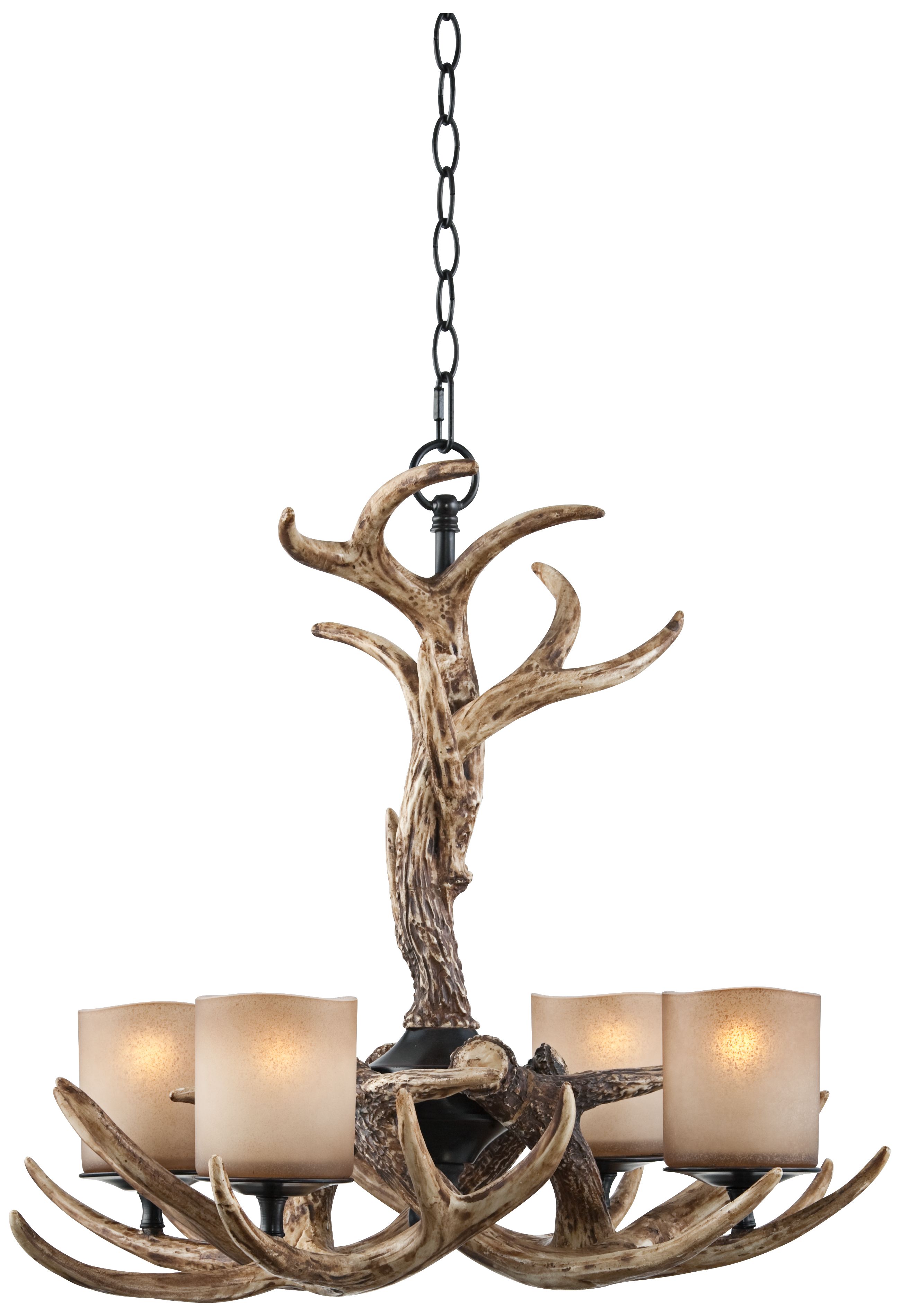 Faux Antler 26" Wide 4-Light Chandelier