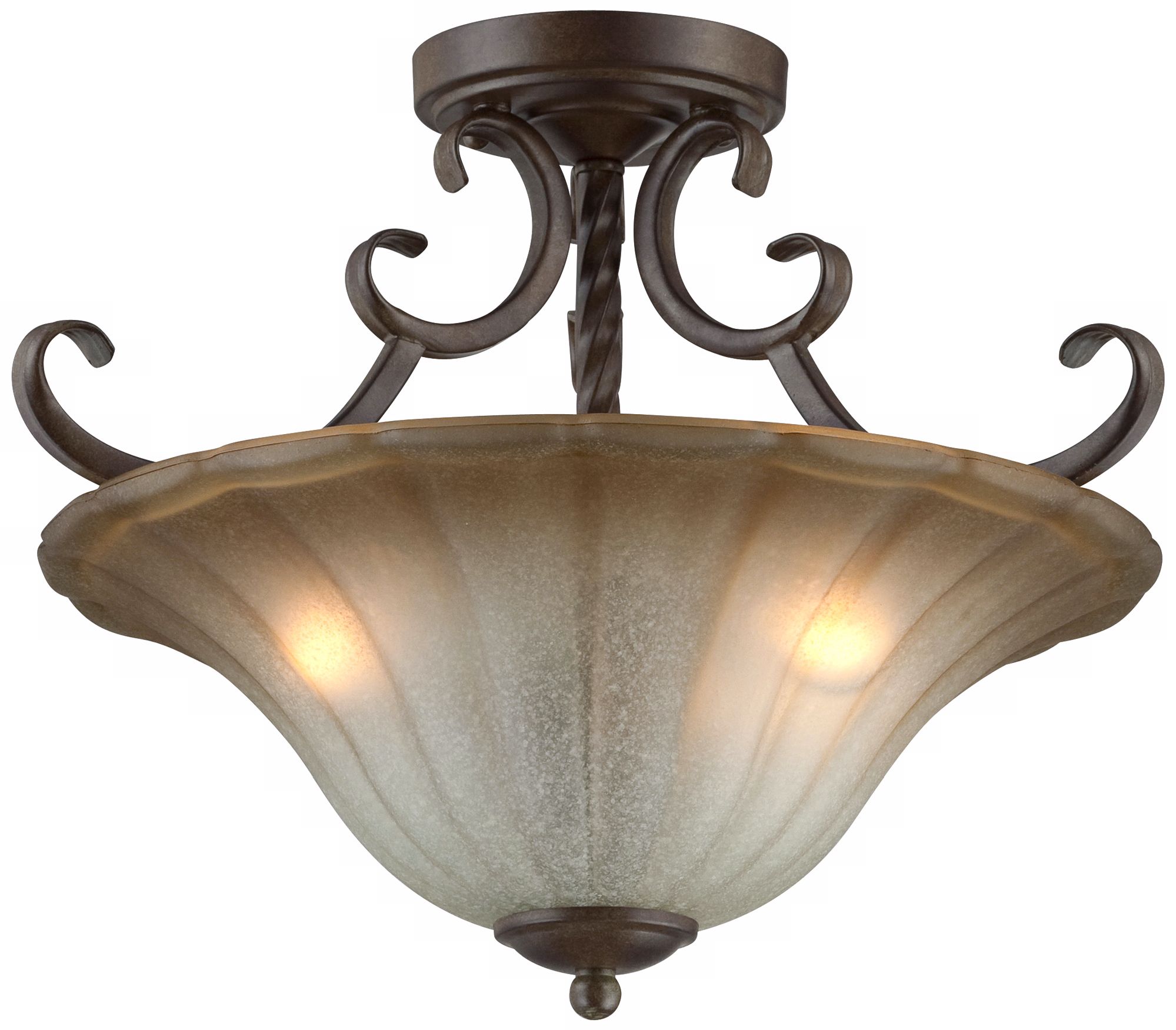 John Timberland Curly 18" Wide Semi-Flushmount Chandelier