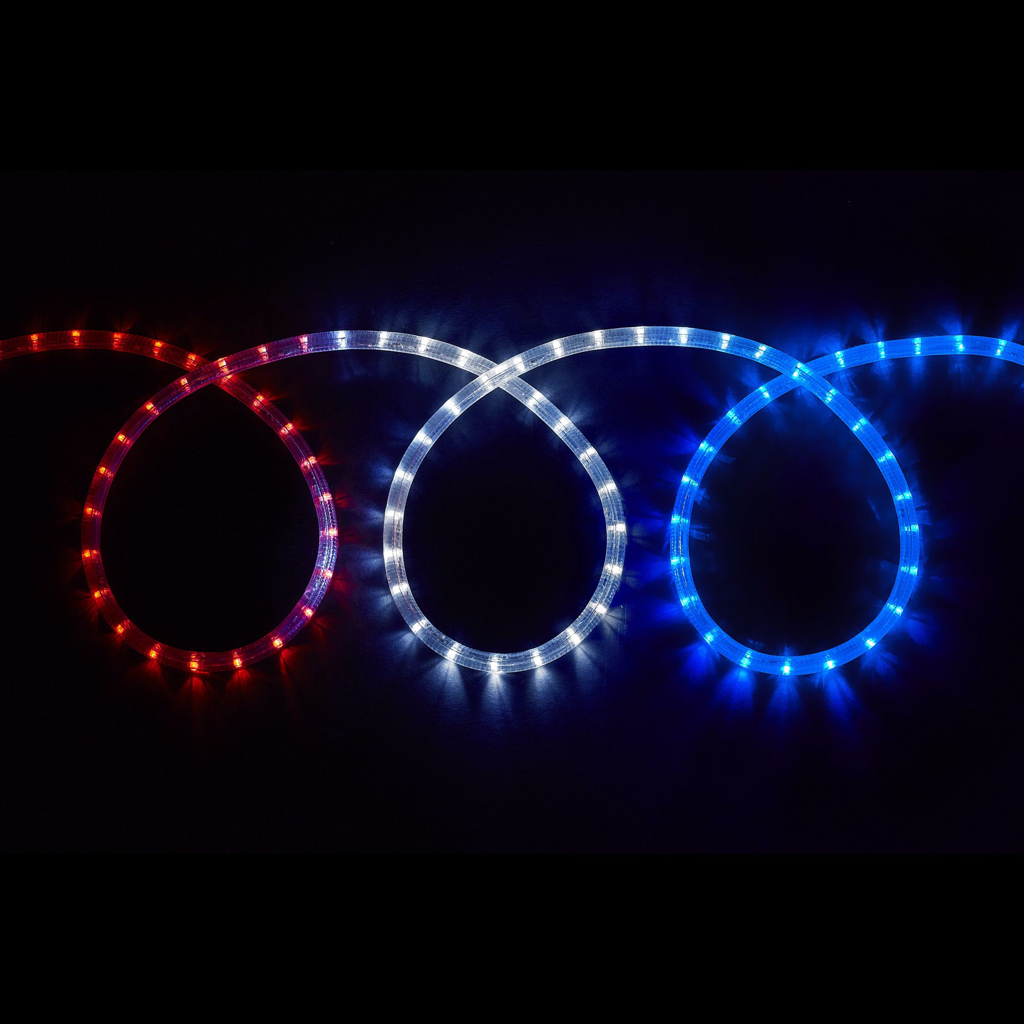 LED Red White and Blue 12-Foot Long Rope Light