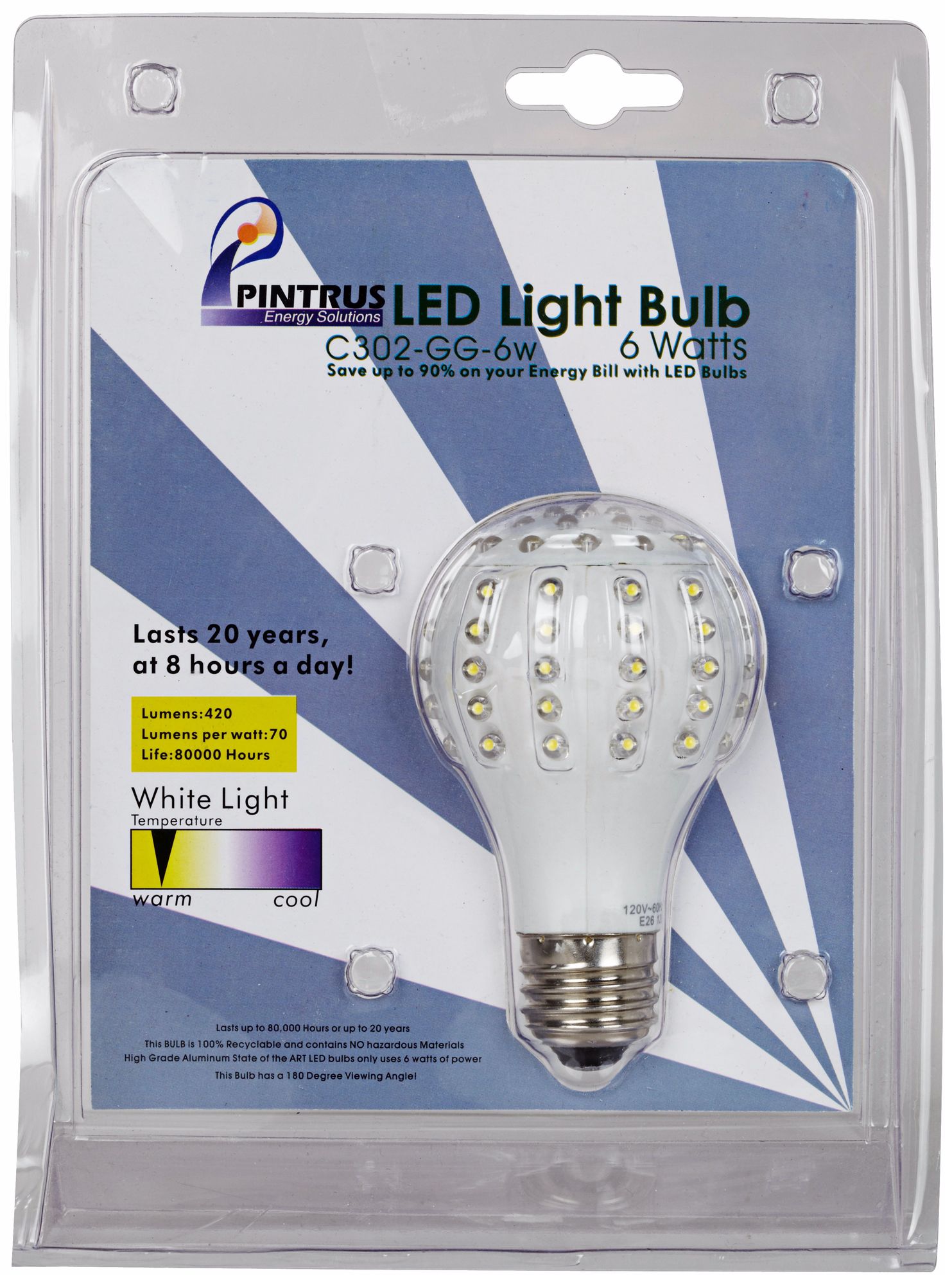 Energy Efficient 6 Watt LED Medium Base Light Bulb