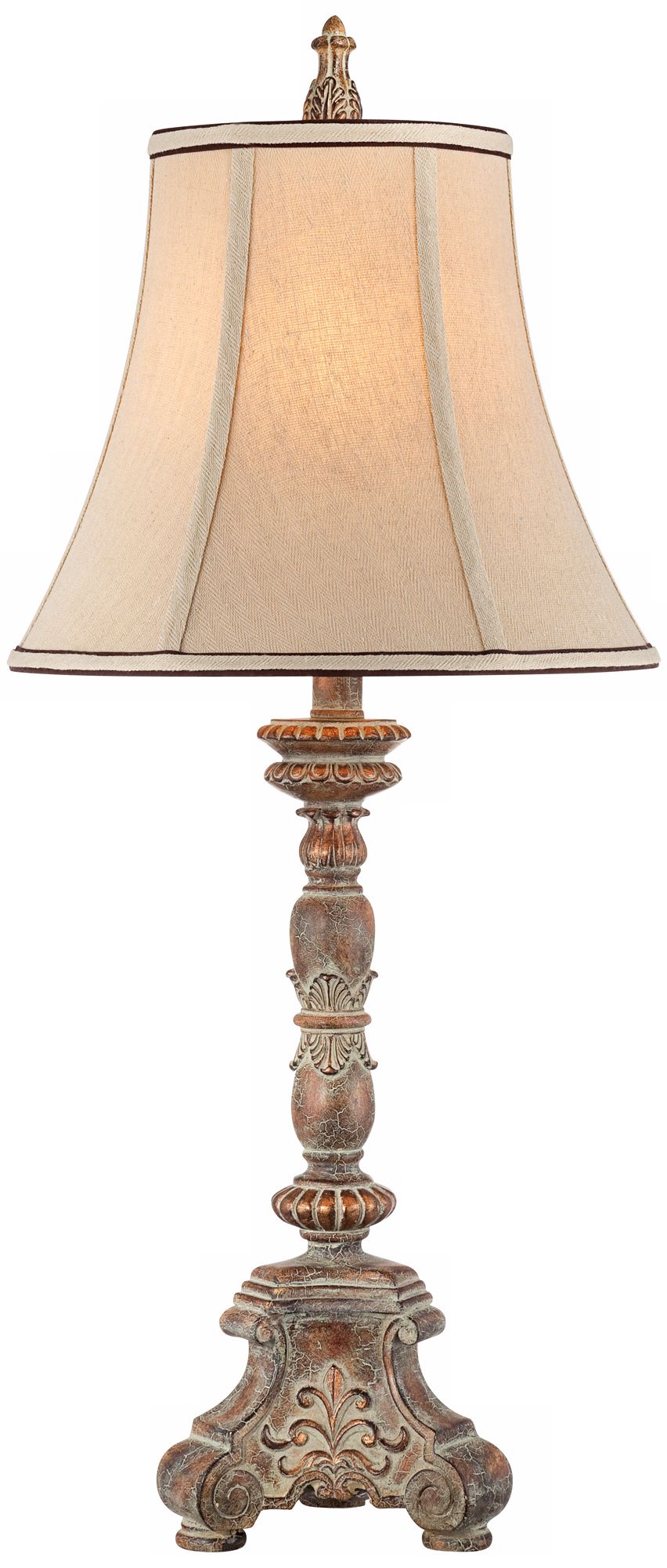 French Candlestick Two-Tone Brown Table Lamp
