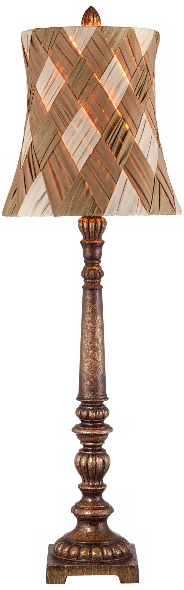 Antique Gold Woven Shade Console Lamp