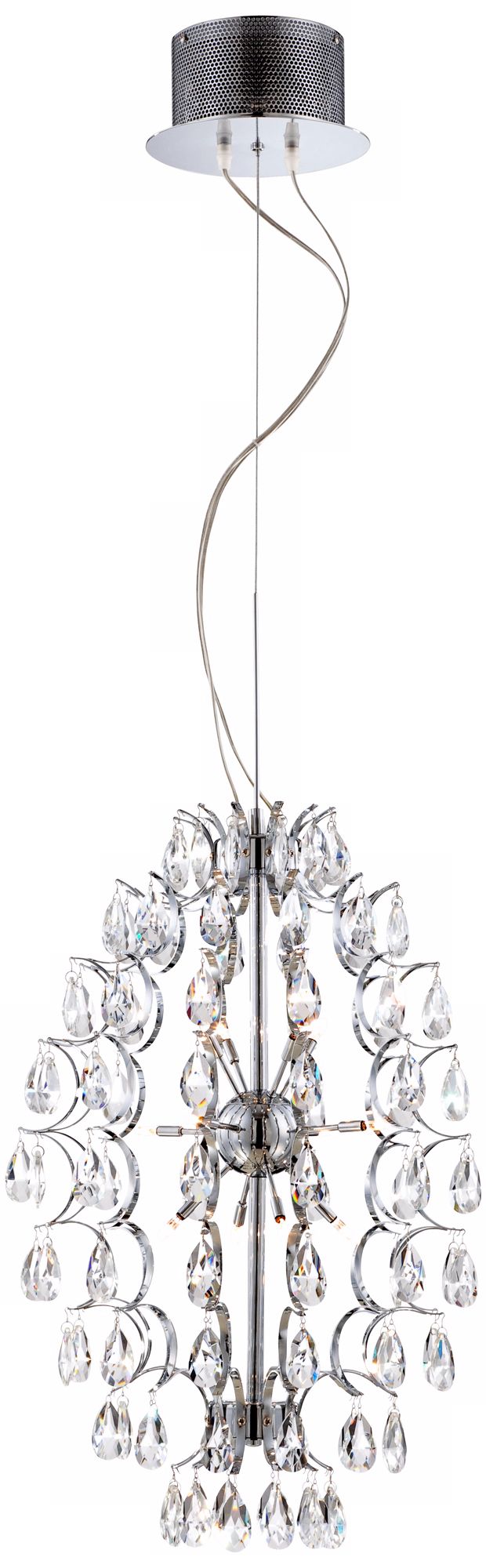 Chrome and Crystal 15 1/4" Wide Pendant Chandelier