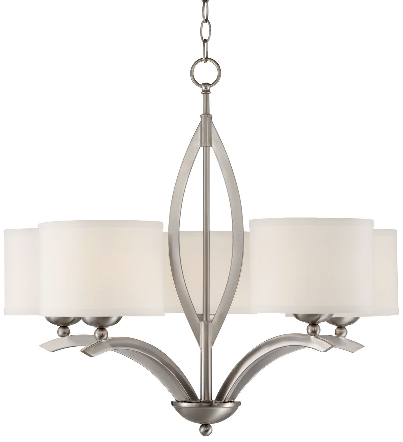 Brushed Nickel Linen Shade 27 1/4" Wide 5-Light Chandelier