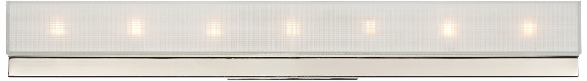 Polished Nickel and Textured Glass 34" Wide 7-Light Bath Bar