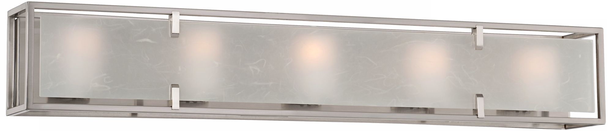 Brushed Nickel Etched Opal Glass 36 Wide Bath Bar T8833