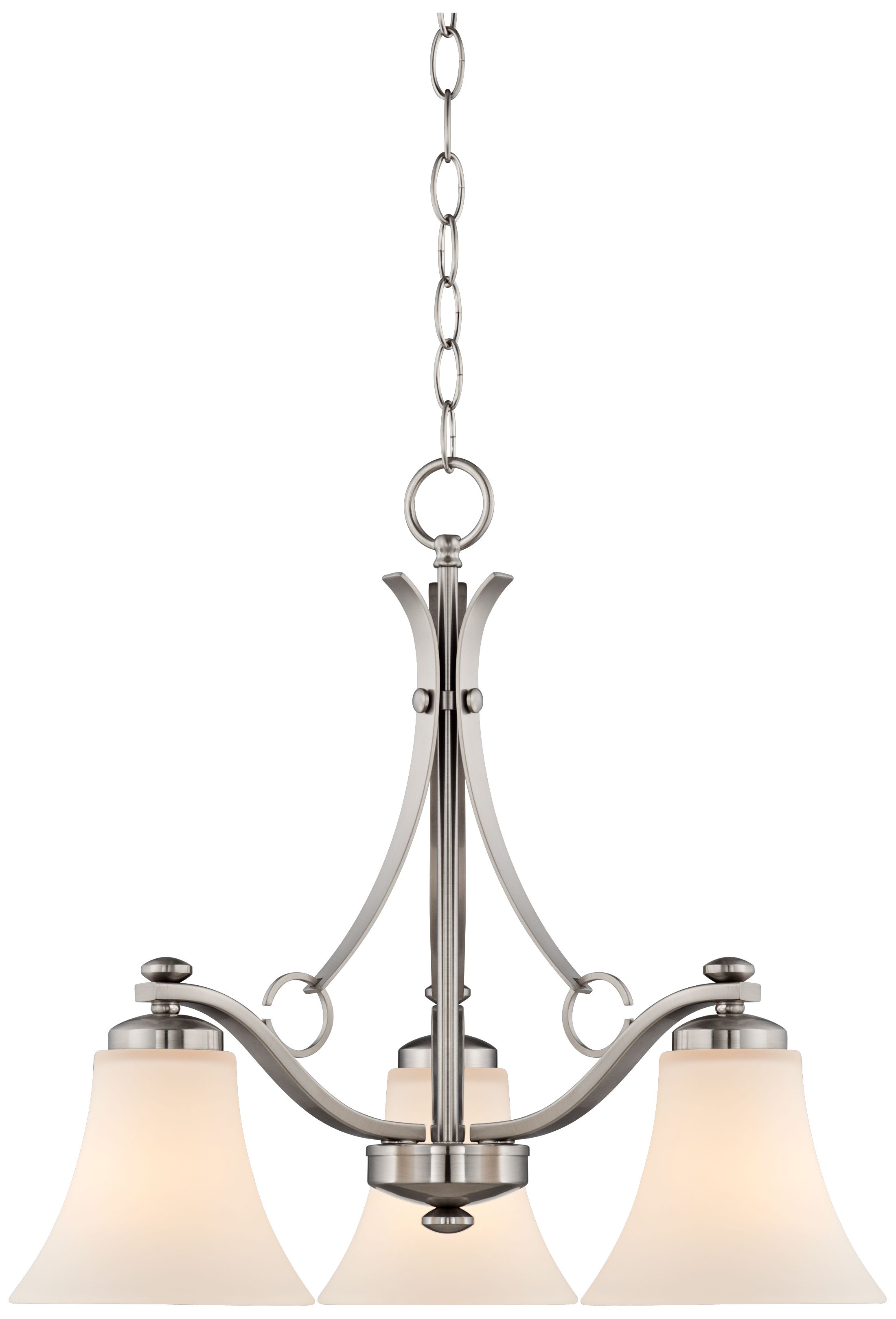 Brushed Nickel White Glass 30" Wide 3-Light Chandelier