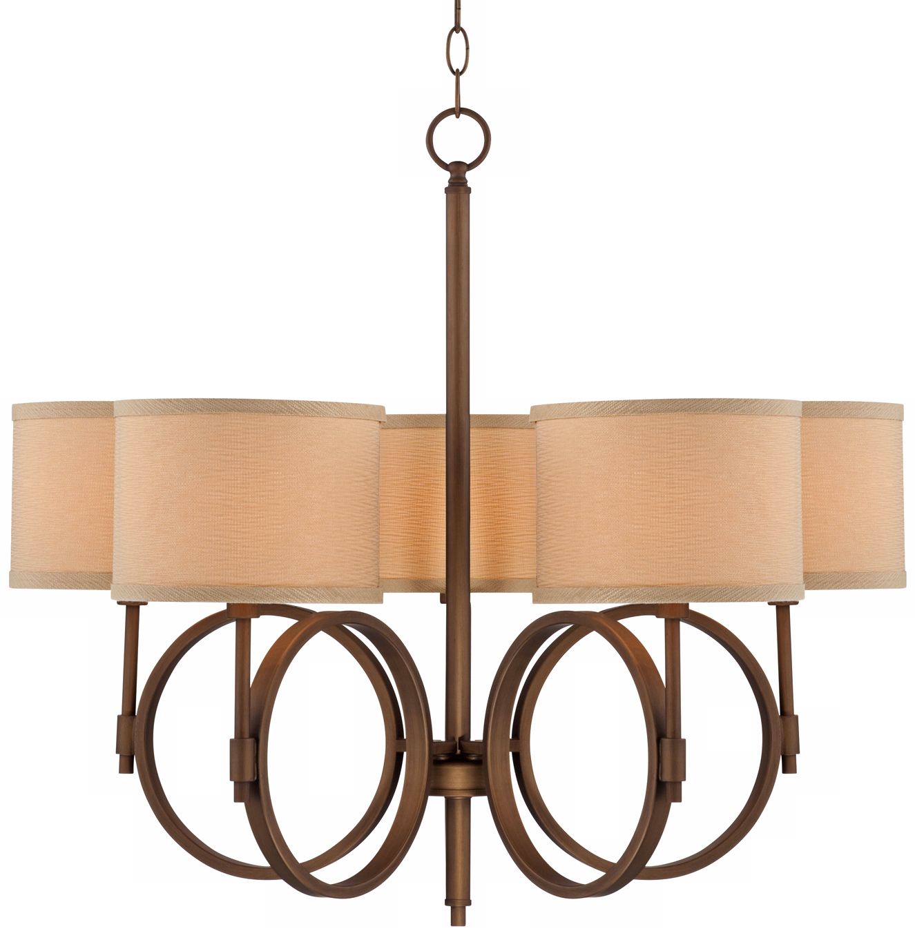 Brushed Bronze Linen Shade 28 1/4" Wide 5-Light Chandelier