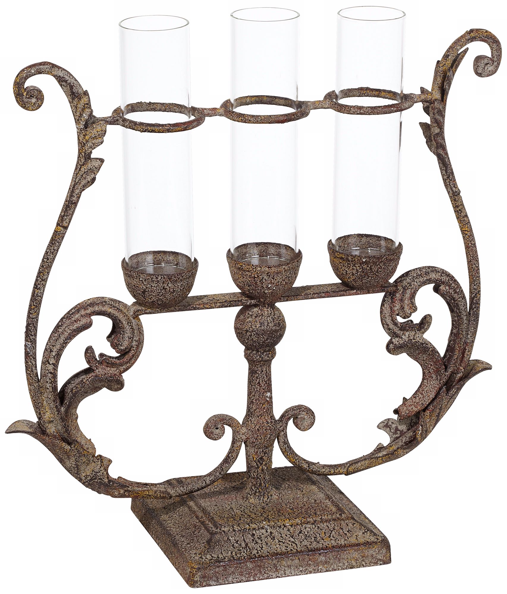 Earth-Tone Metal 3-Bud Vase Holder