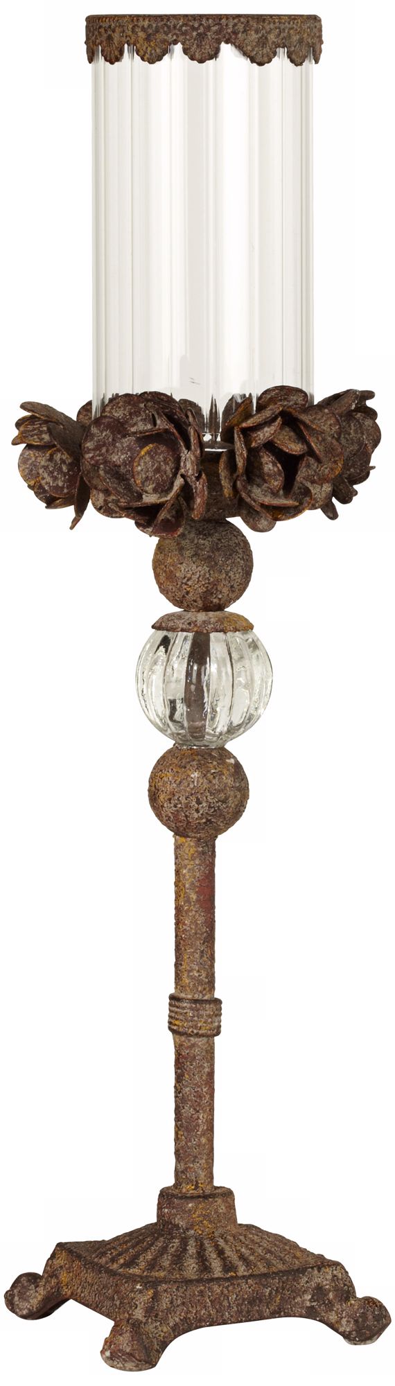 Golden Flowers 22 1/2" High Votive Candle Holder