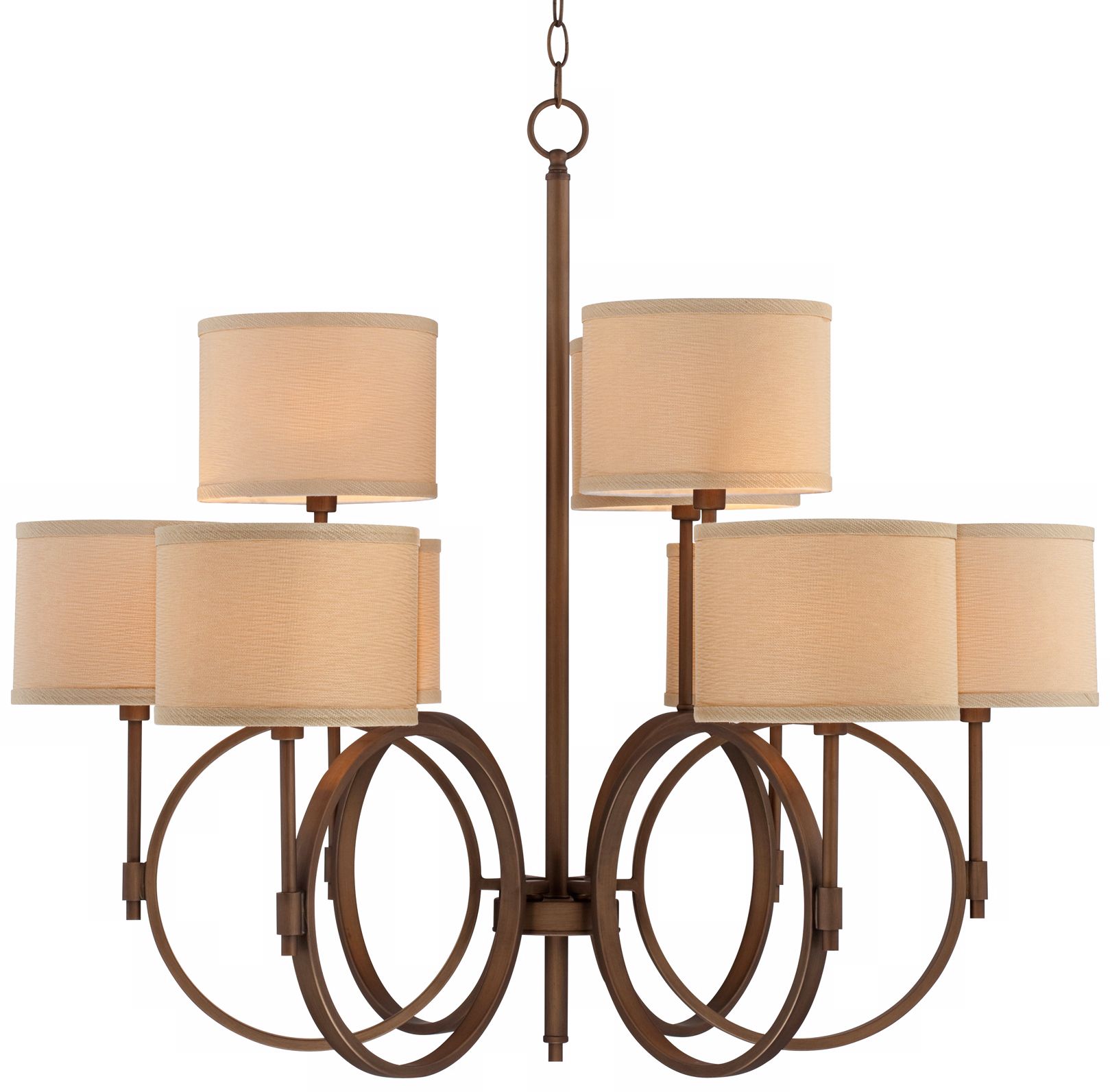 Brushed Bronze Linen Shade 33 3/4" Wide 9-Light Chandelier