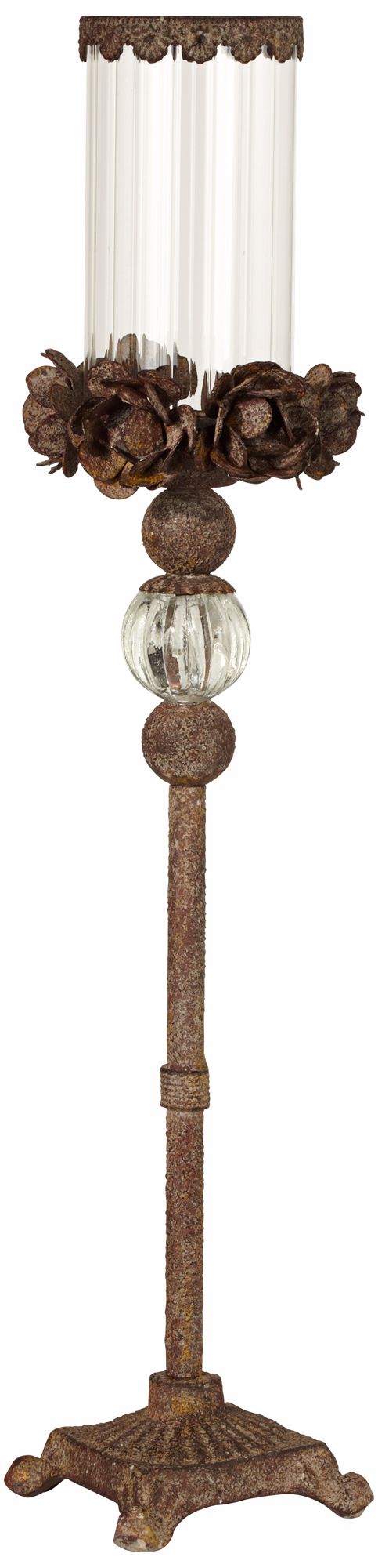 Golden Flowers 21" High Votive Candle Holder