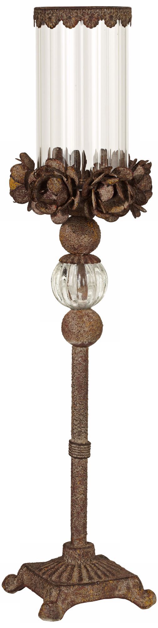 Golden Flowers 19" High Votive Candle Holder