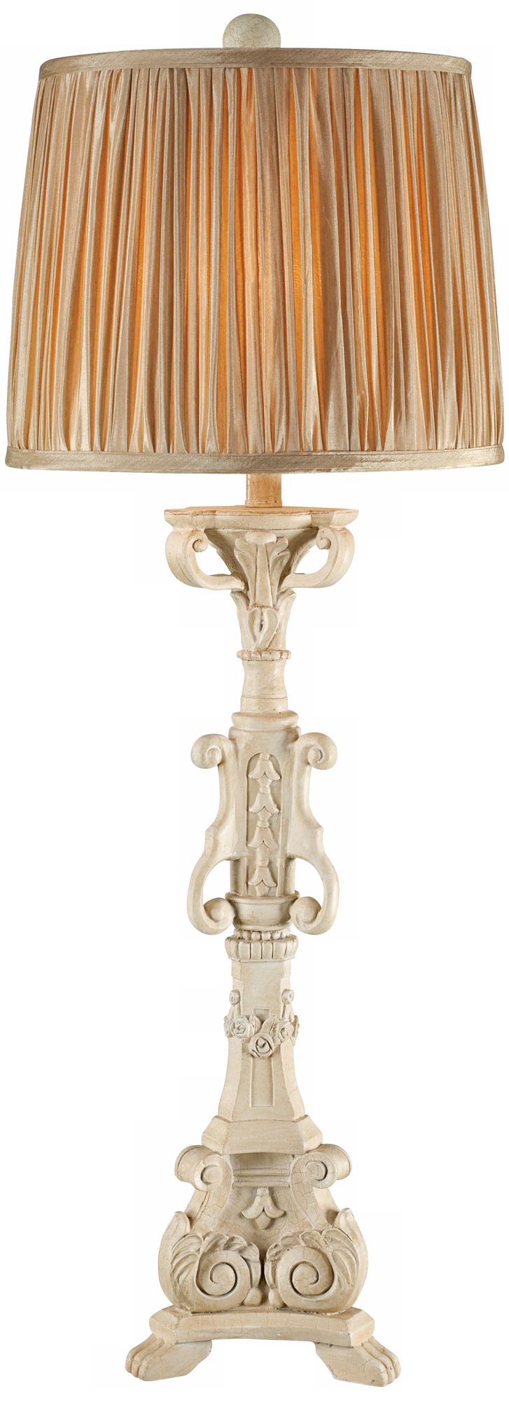 Crackle White French Candlestick Console Table Lamp