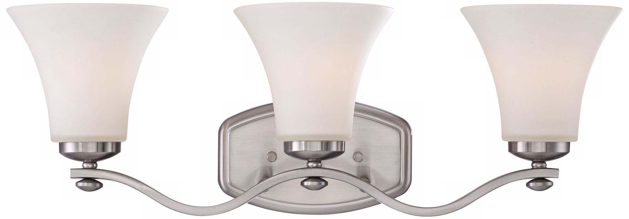 Brushed Nickel White Glass 3-Light Bath Fixture