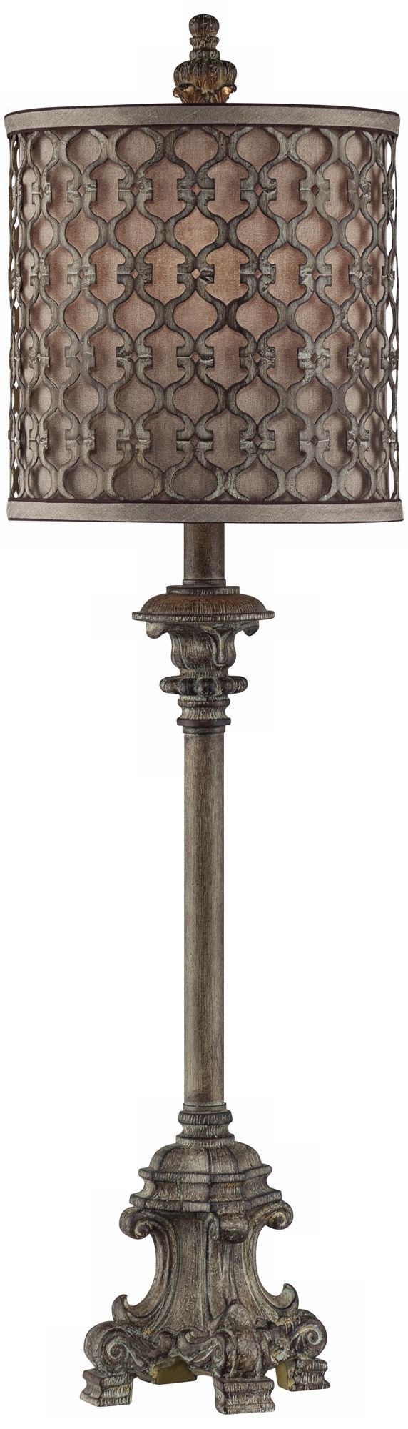 French Candlestick Metal Frame Shade 34" High Buffet Lamp