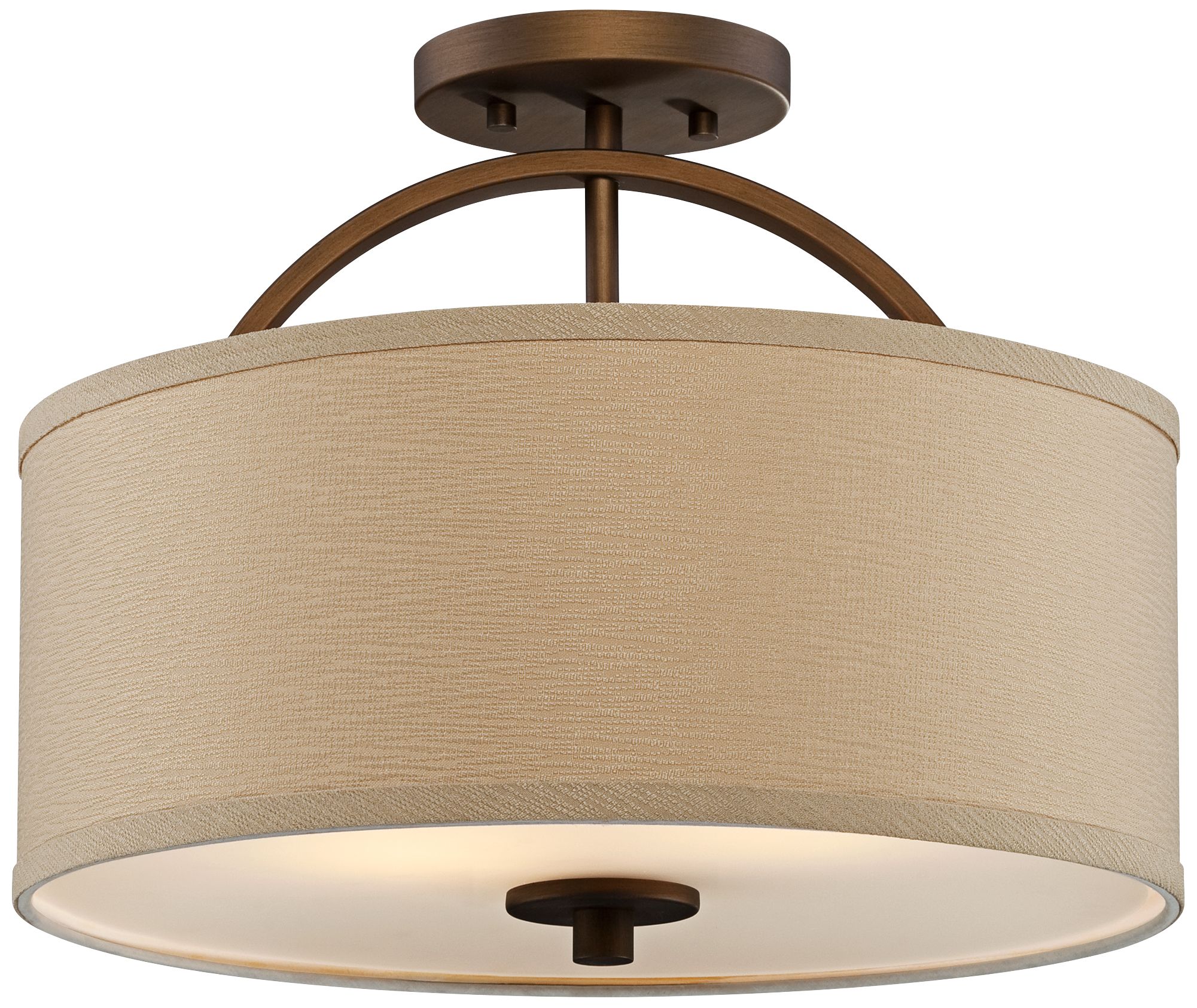 Brushed Bronze Finish Semi-Flush 15" Wide Ceiling Light