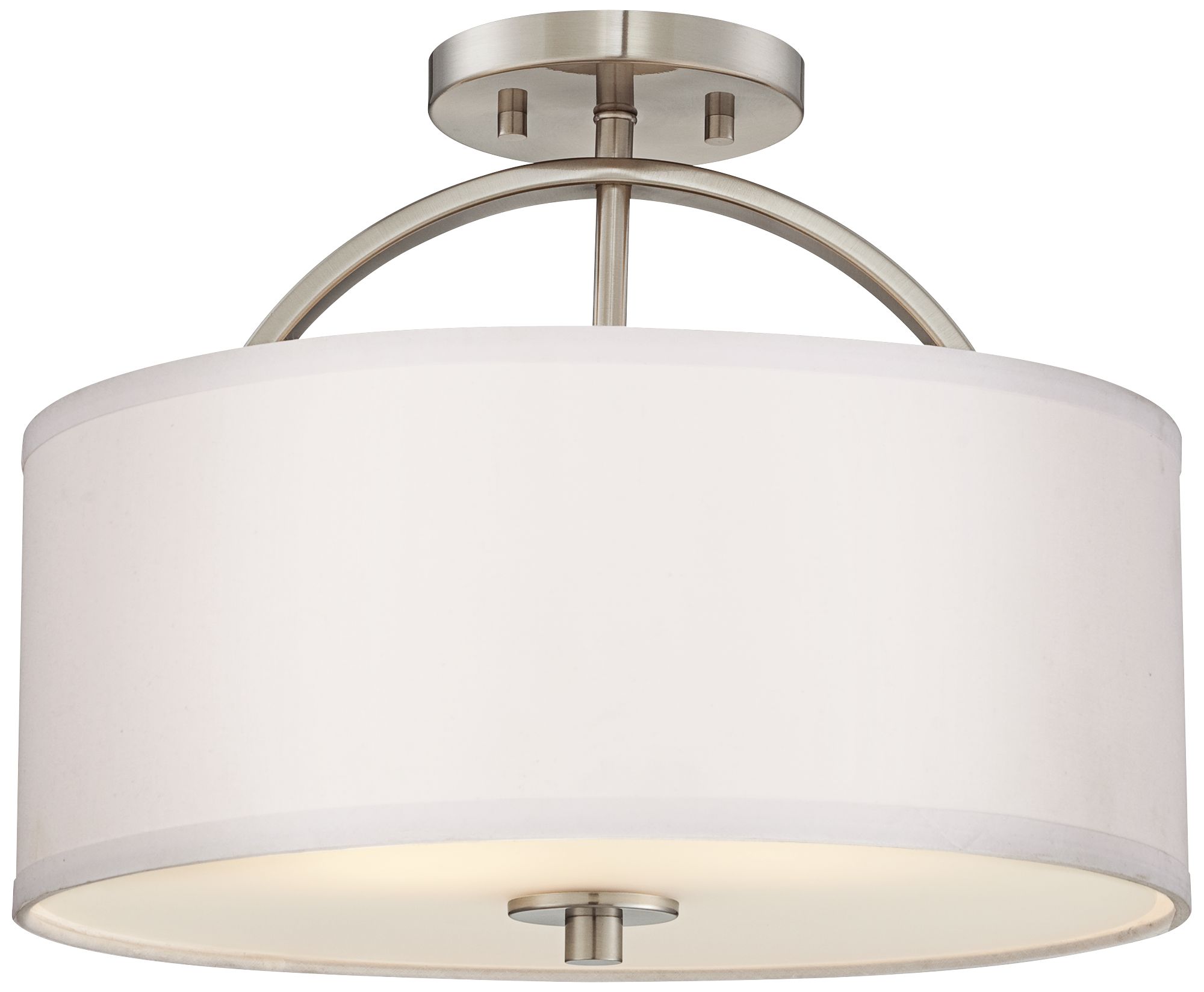 Brushed Nickel Finish Semi-Flush 15" Wide Ceiling Light