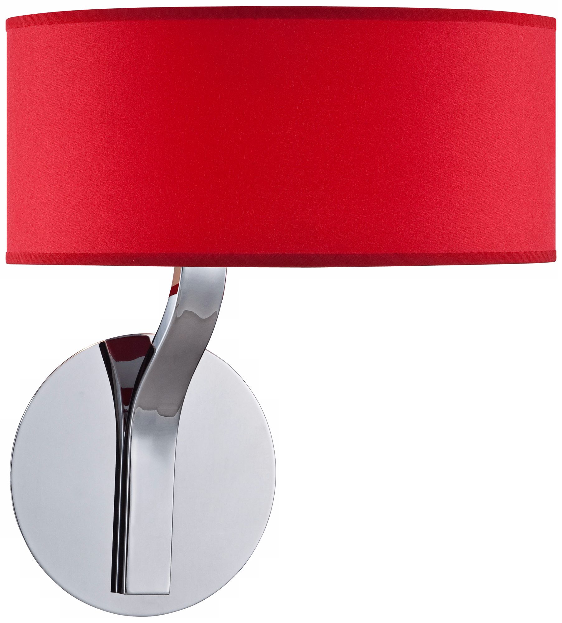 Possini Euro Red Drum Shade and Chrome Wall Sconce