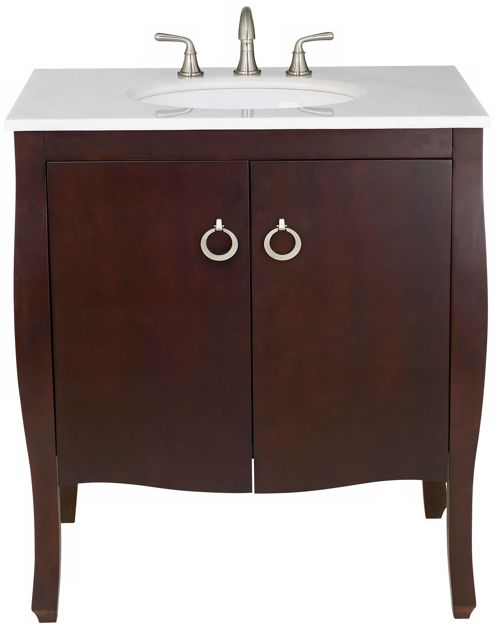 Espresso White Marble Top 31" Wide Single Sink Vanity