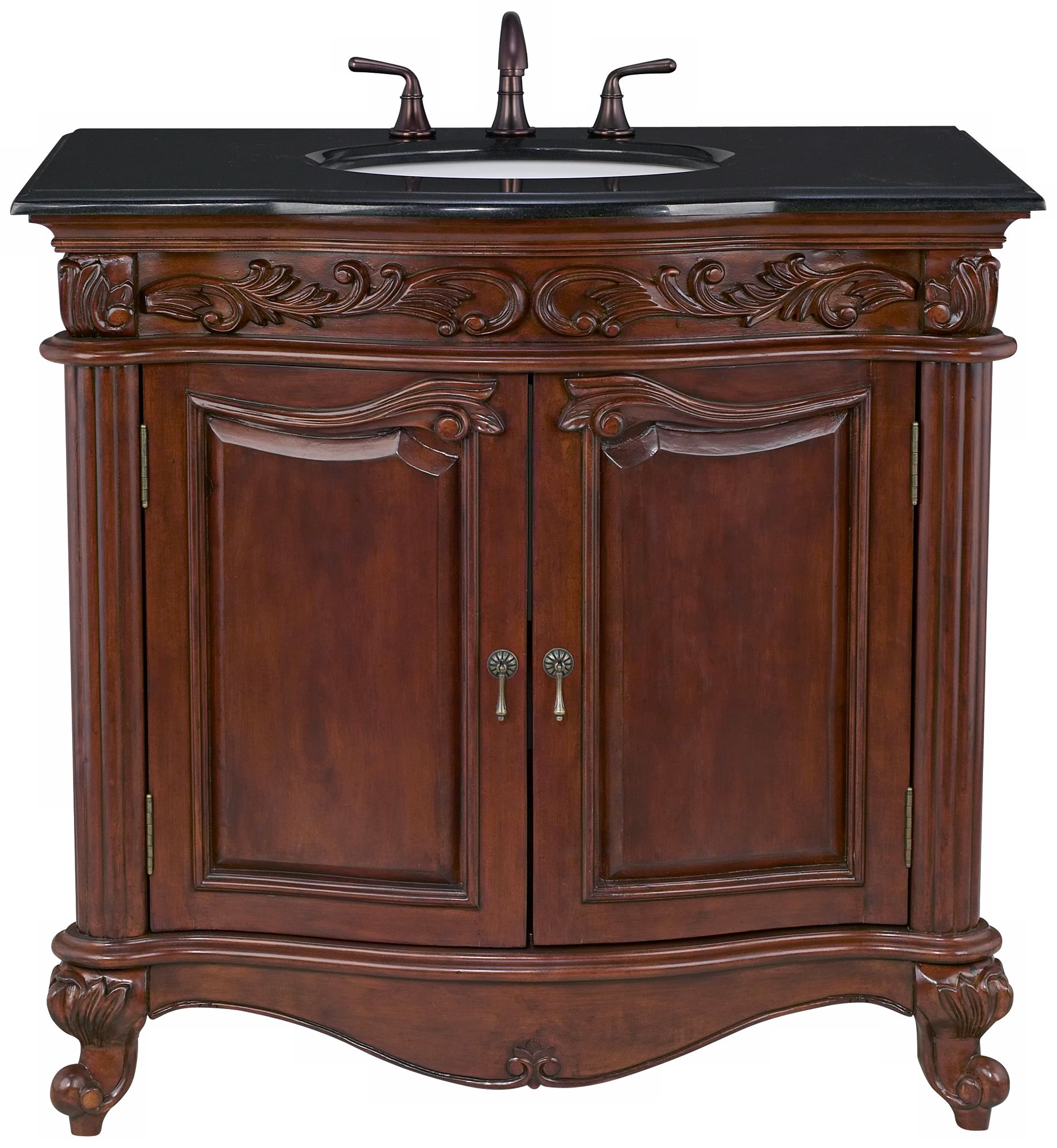 Provence Black Granite Top 37" Wide Single Sink Vanity