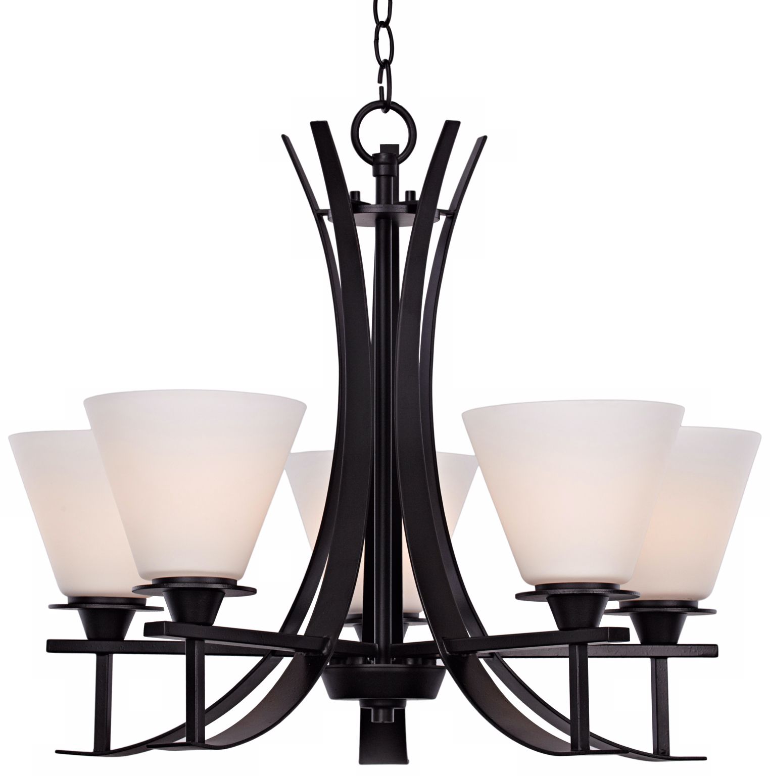 Bravura Black with Opal Glass 22 3/4" Wide Chandelier