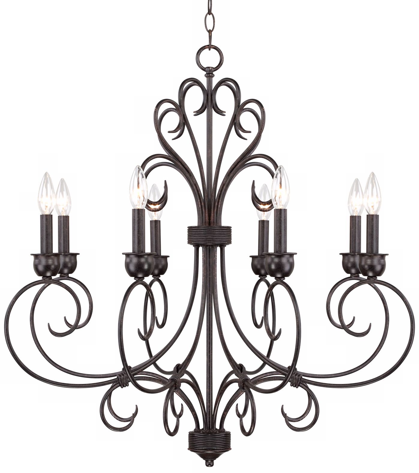 8-Light Black Iron Chandelier