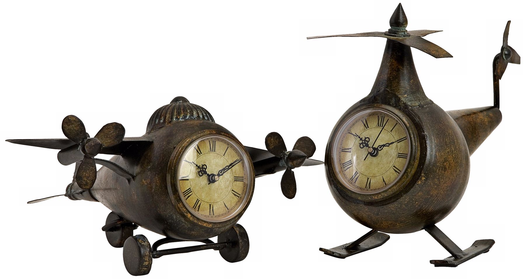 Set of 2 Lindbergh Aviation Airplane Clocks