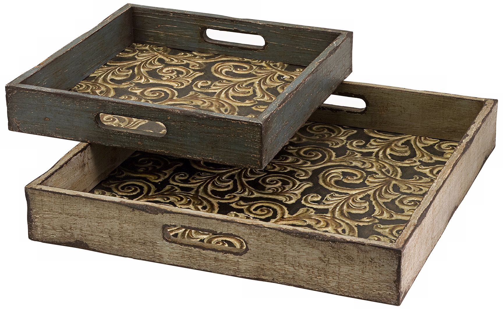 Set of 2 Corinne Square Serving Trays