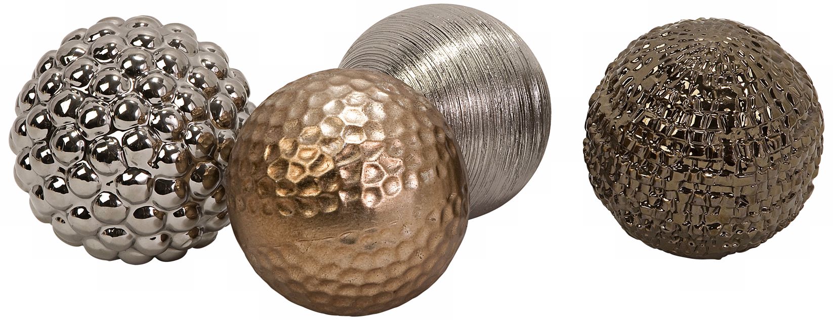 Set of 4 Metallic Ceramic Orbs