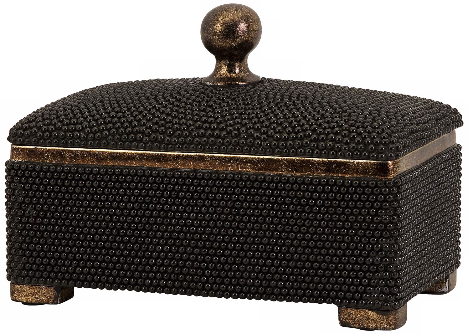 Antiqued Bronze Black Caviar Box