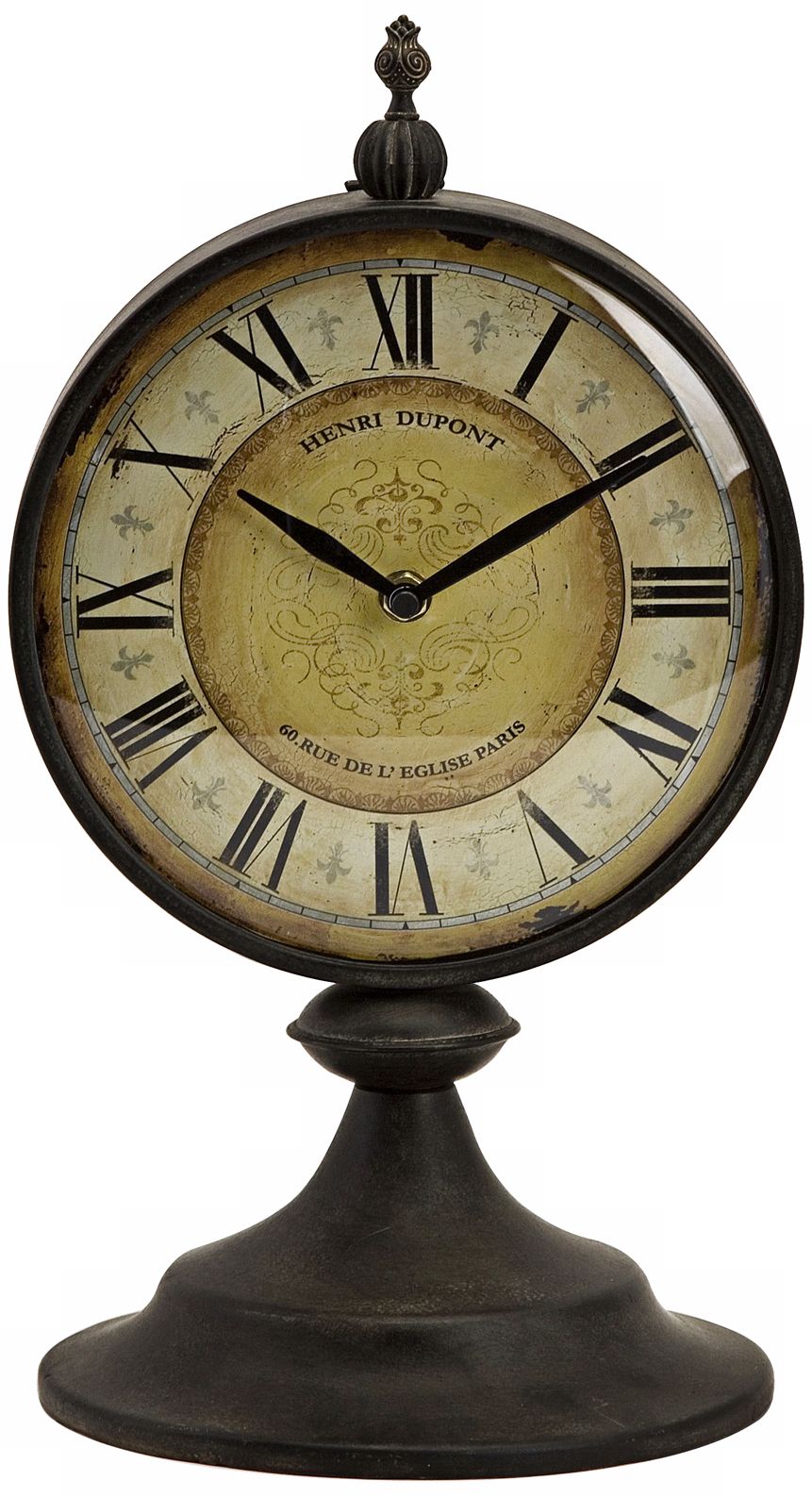 Antique Round Metal Christopher Tabletop Clock