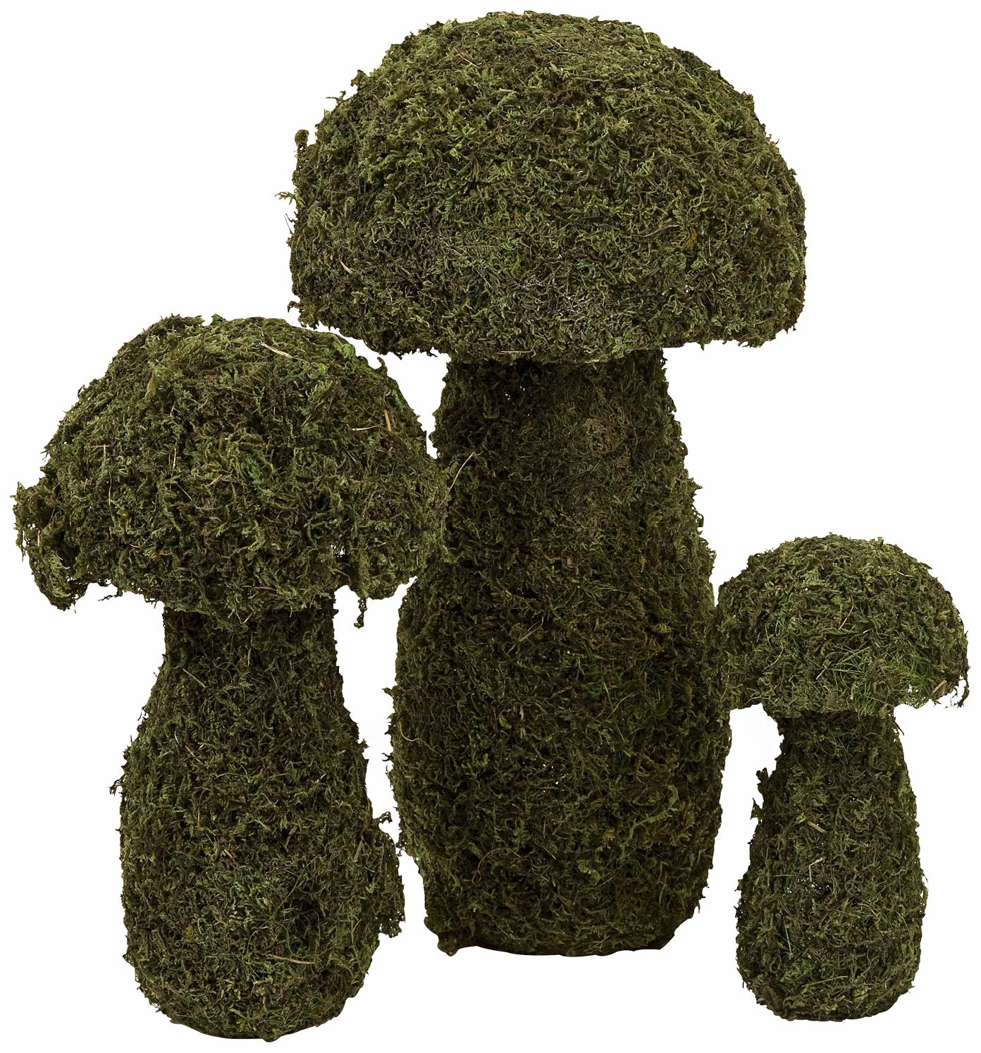 Set of 3 Mossy Mushroom Topiaries