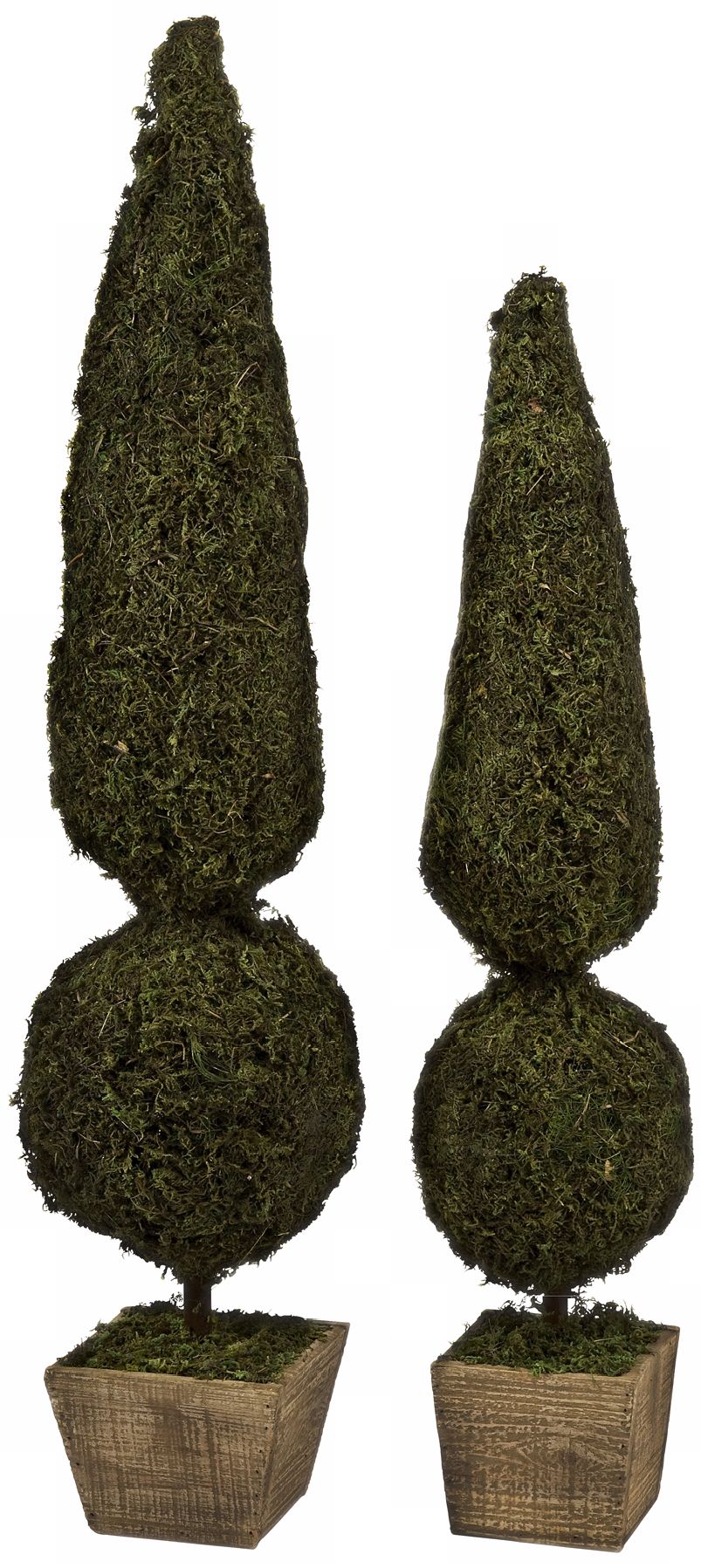Set of 2 Faux Moss Sphere Topiaries