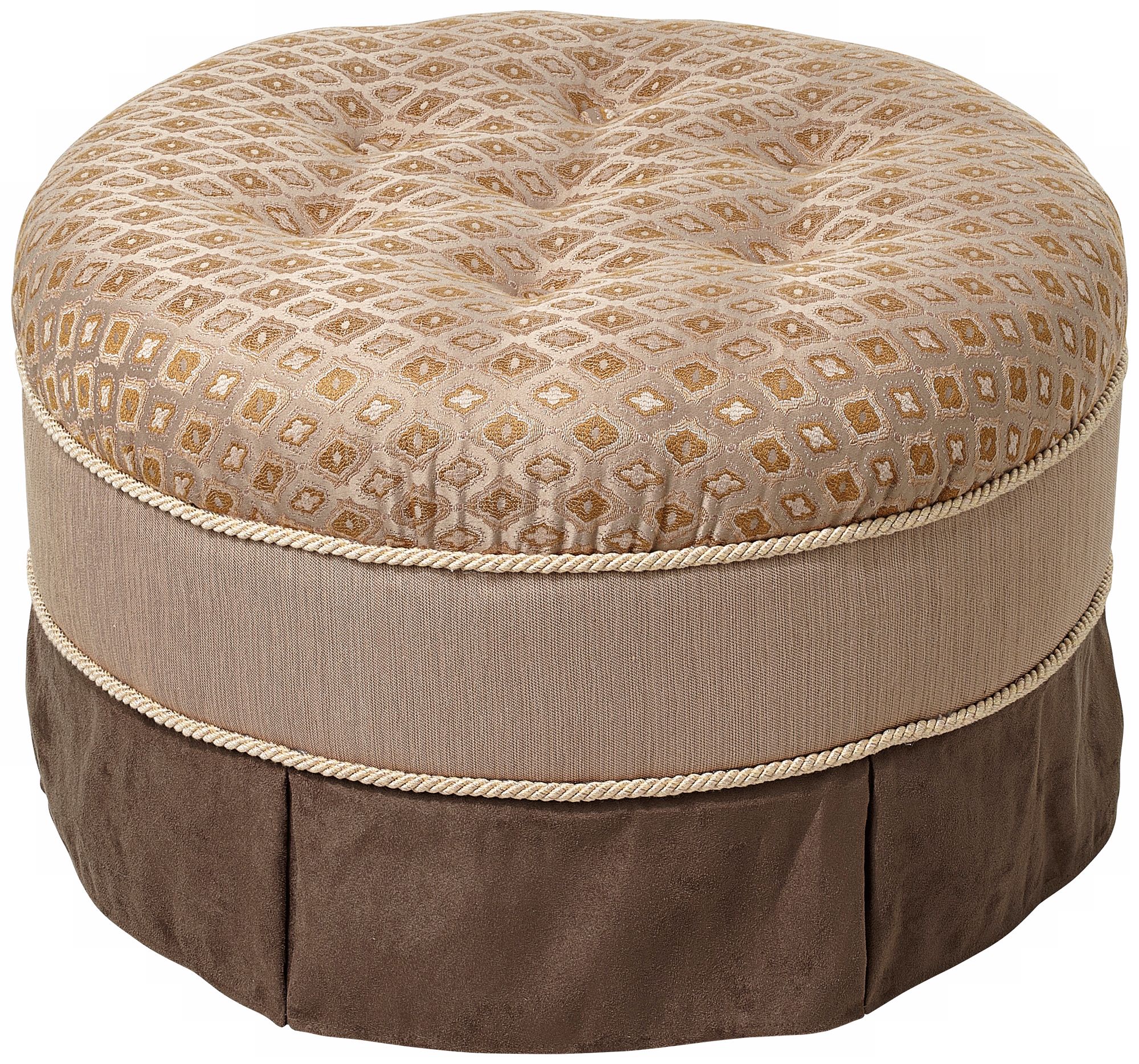 Ella Multi Fabric Beige Round Ottoman