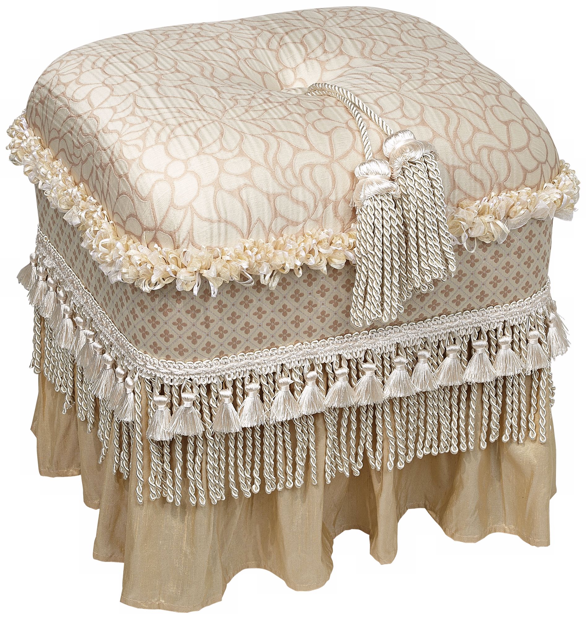 Aria Multi Fabric Cream Ottoman