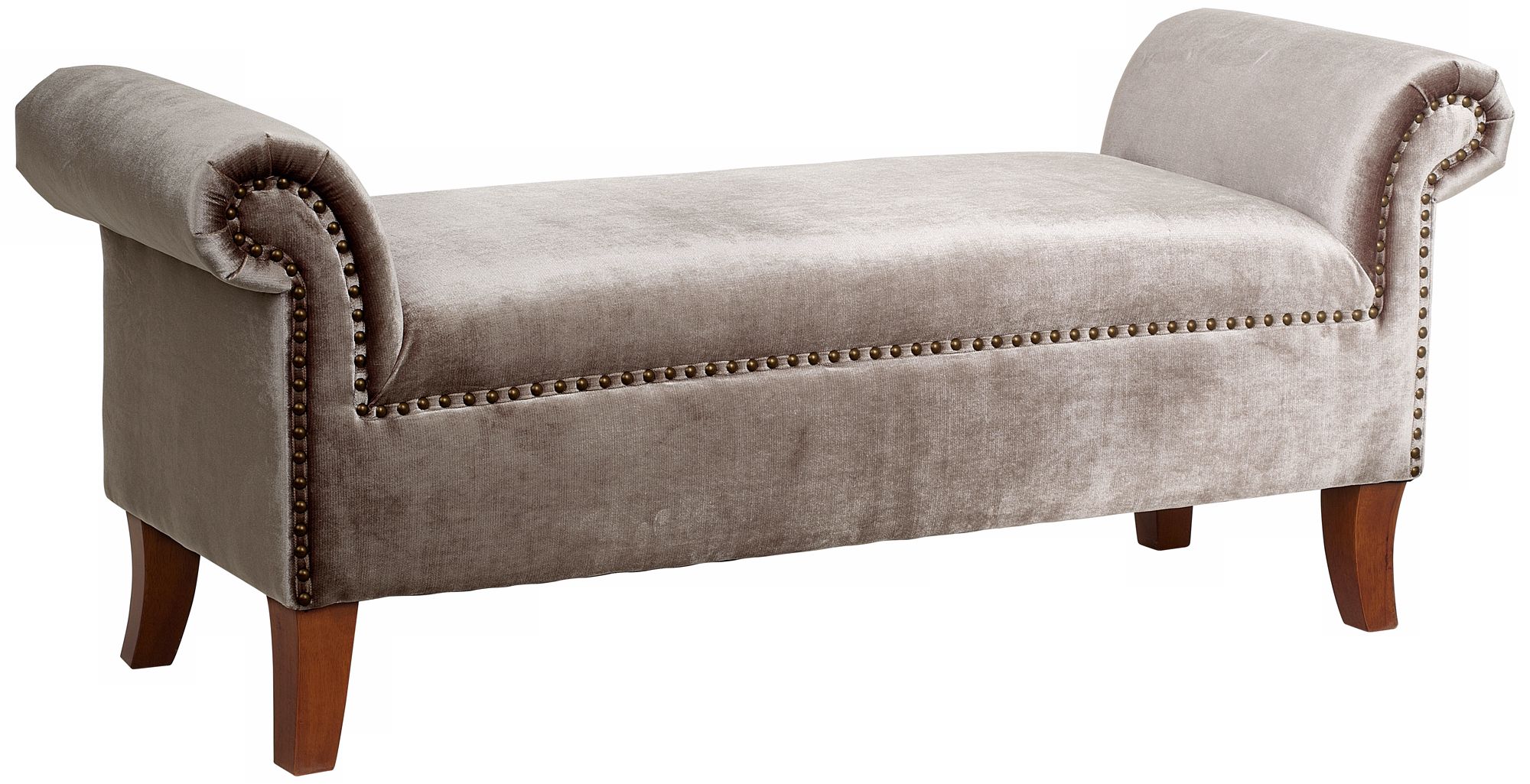 Ashley Gray Velvet-Look Cushioned Bench