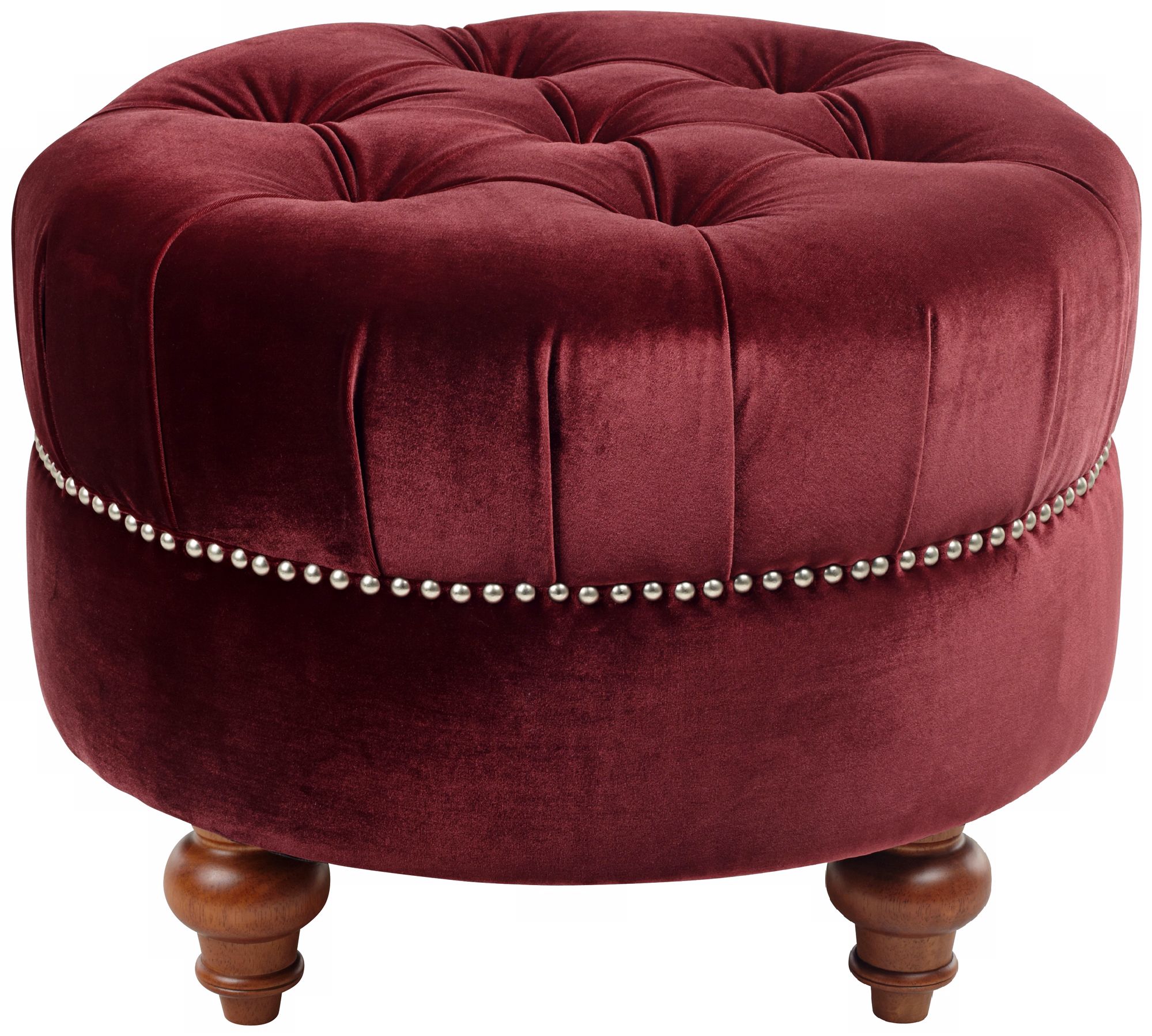 Spencer 25" Red Velvet Round Ottoman