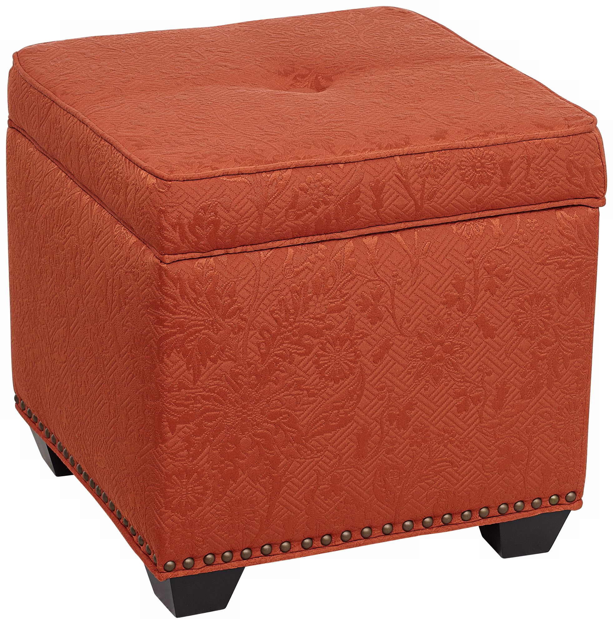 Sasha Persimmon Floral Square Storage Ottoman