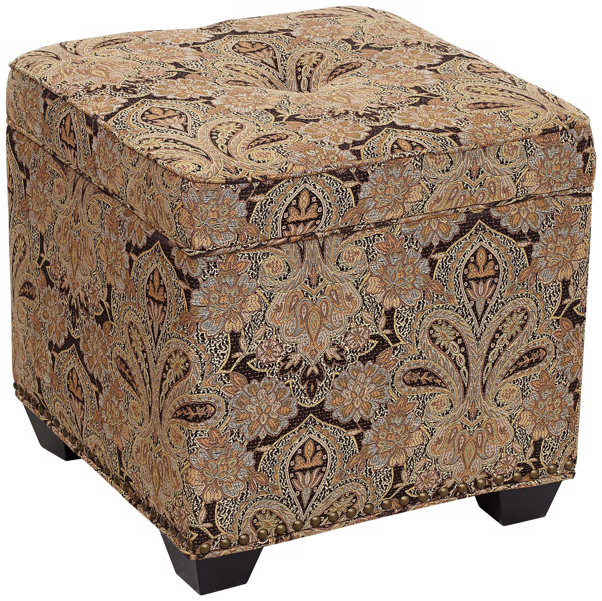 Lucas Black and Tan Square Storage Ottoman