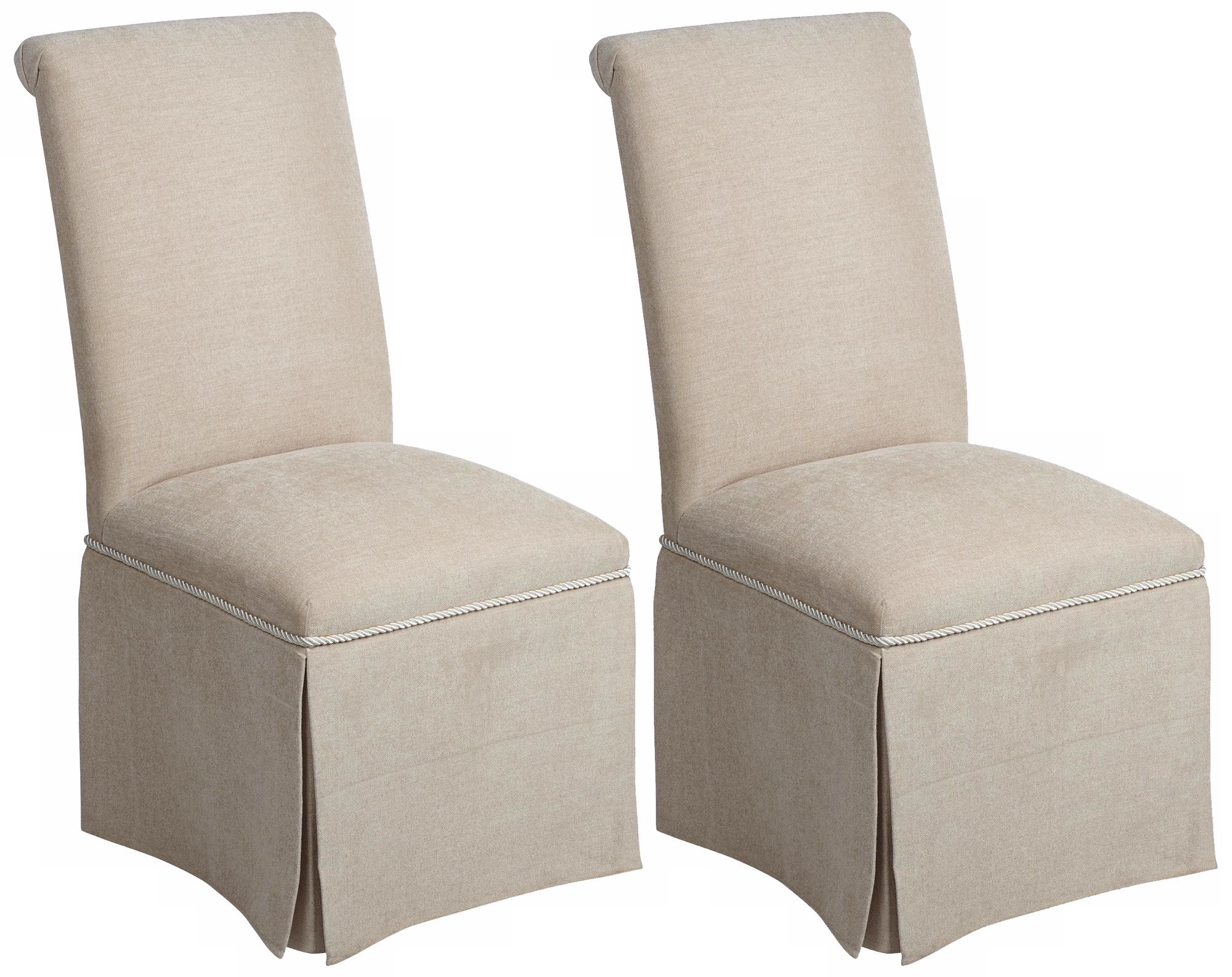 Set of 2 Pattison Skirted Upholstery Parsons Armless Chairs (T9706)