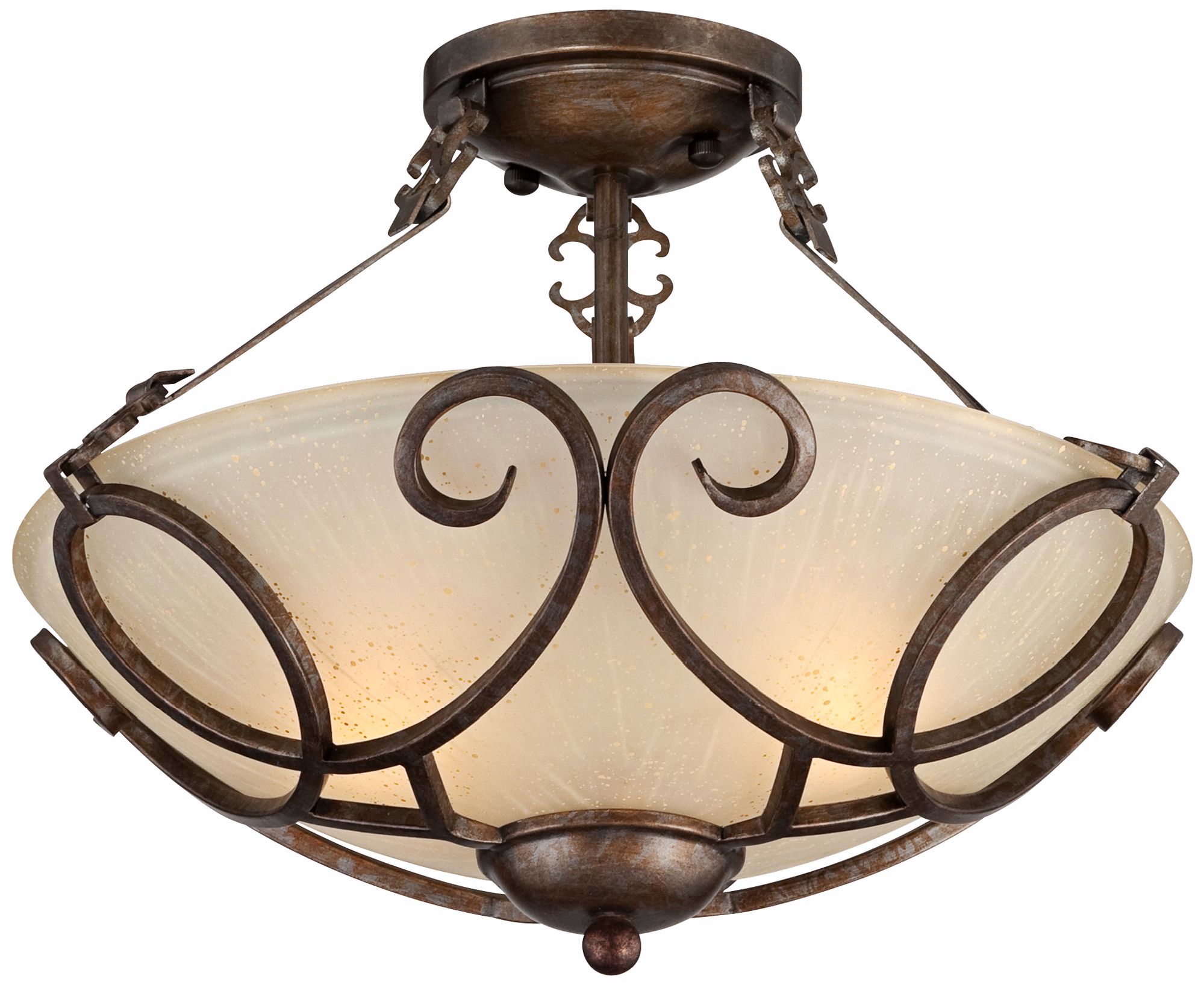 Iron Art Bronze 16" Wide Semi-Flush Ceiling Light