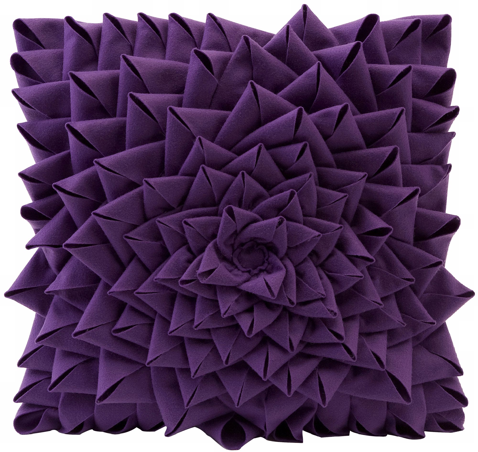 Purple Fontella 16" Square Hand Sewn Felt Rose Pillow