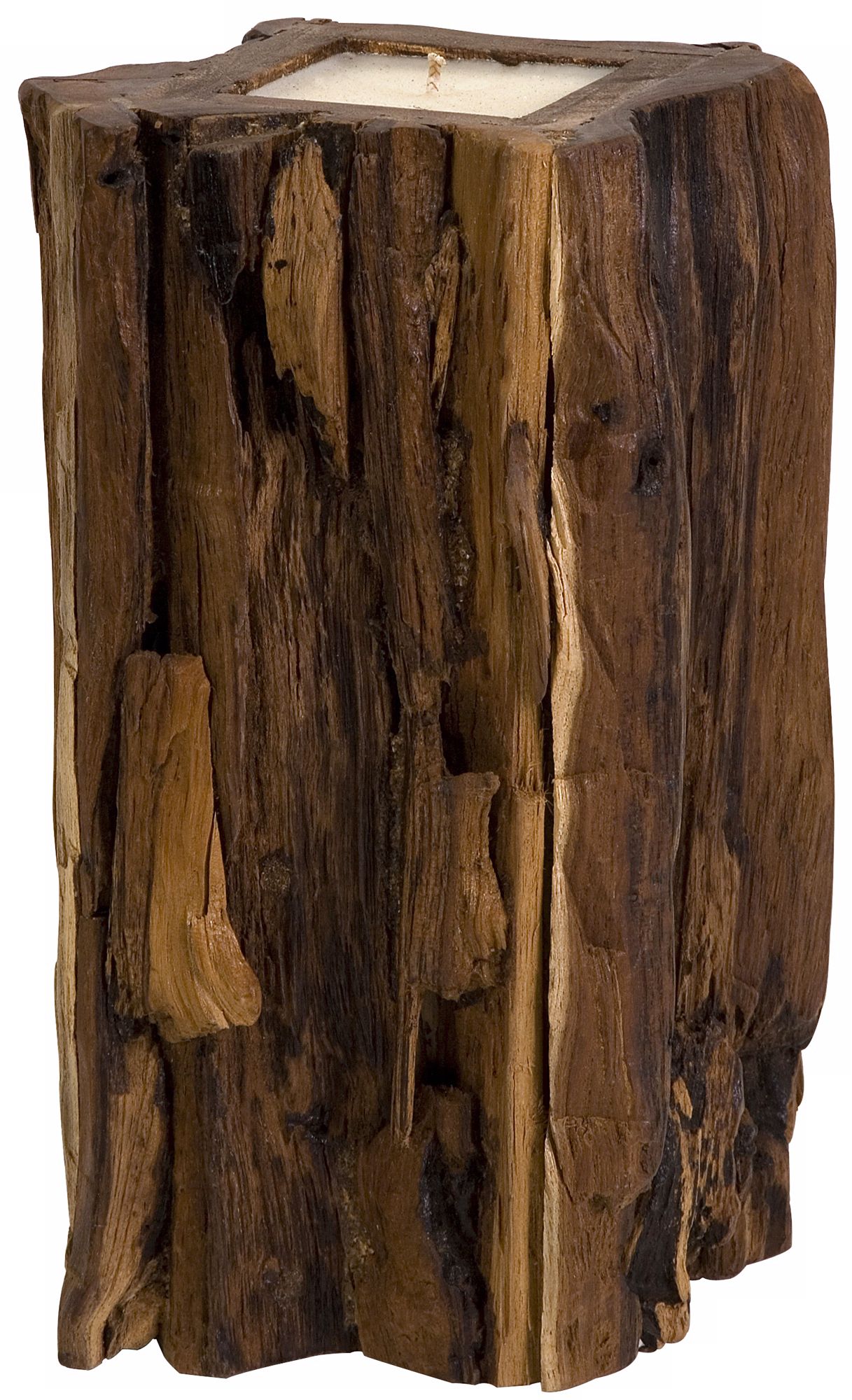 Large Natural Teakwood Stump Candle