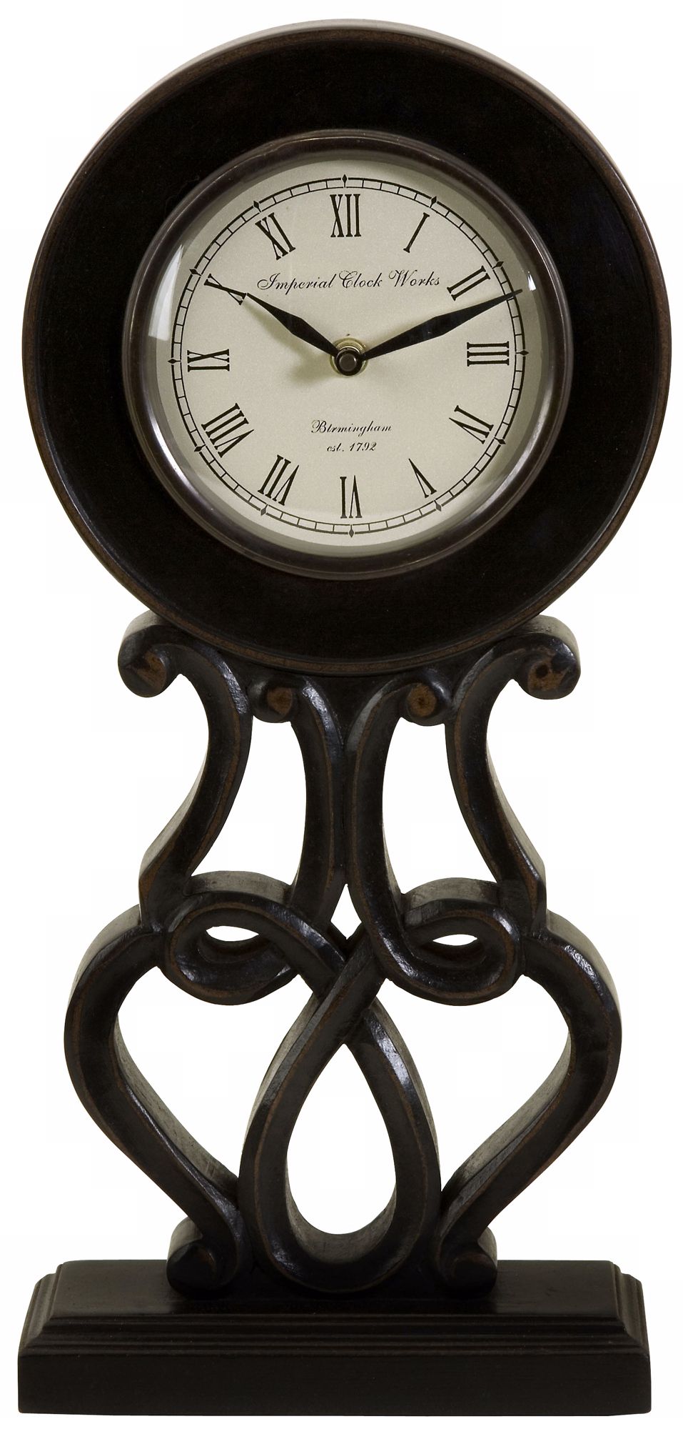 Colonial Iron Mantle Clock with Scroll Base