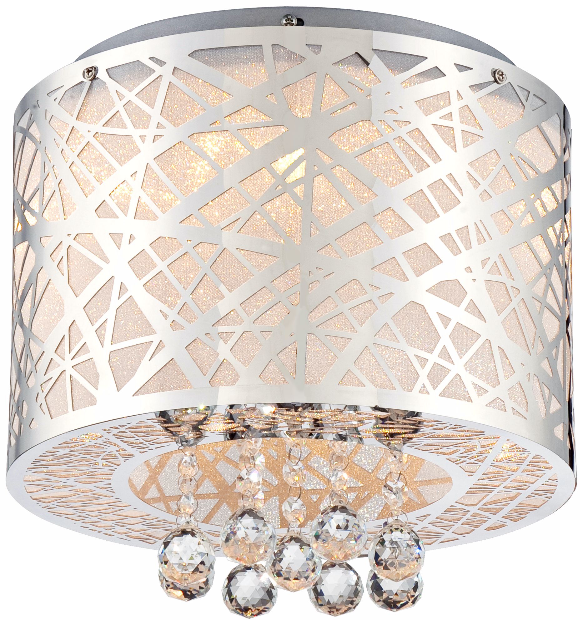 Possini Euro Design Metal Drum and Crystals Ceiling Light