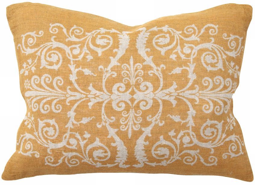 Orange Scroll Print 16" Wide Throw Pillow