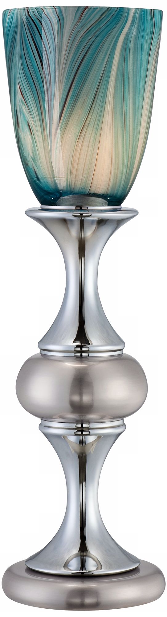 Chrome/Steel Blue Art Glass 24 3/4" High Accent Lamp