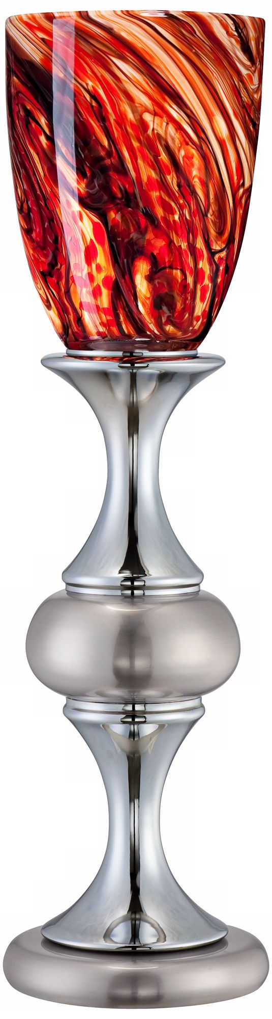 Chrome and Brushed Steel Art Glass Accent Lamp