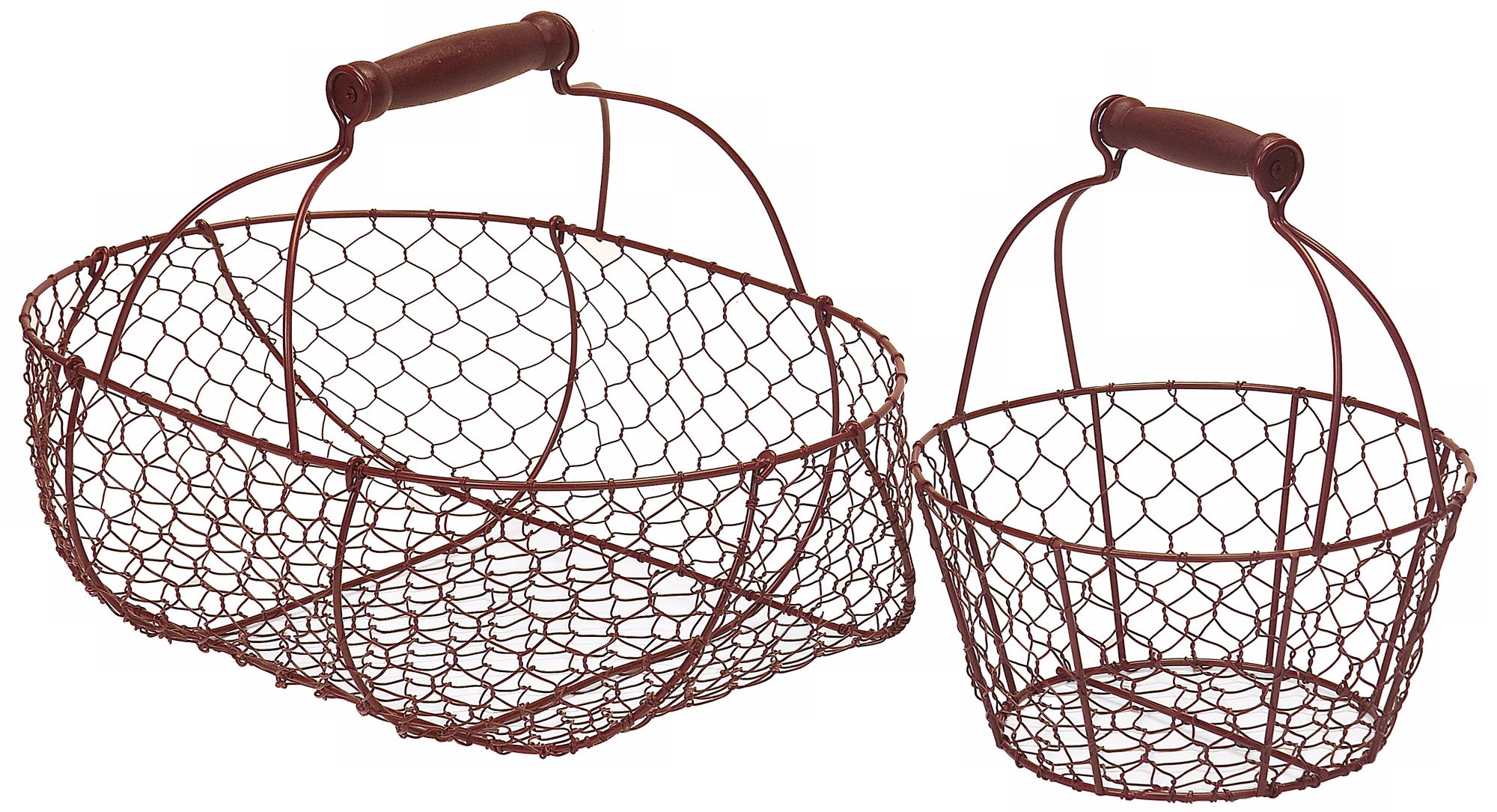 Set of 2 Red Wrought Iron Wire Baskets